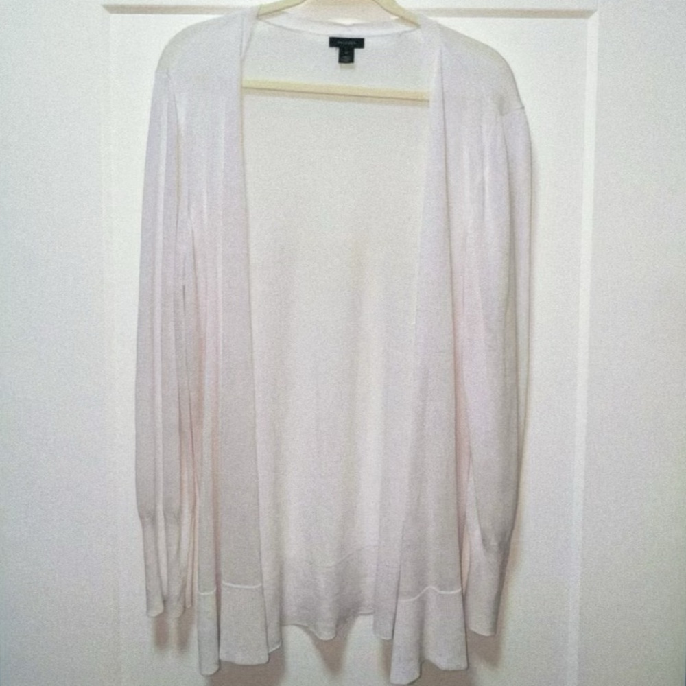 Halogen White Open-Front Cardigan Sweater
